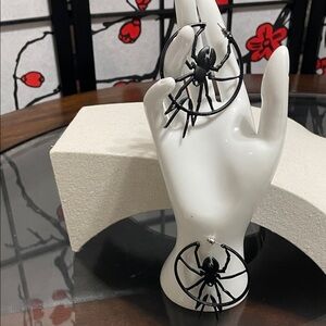Black Spider Hoop Earrings